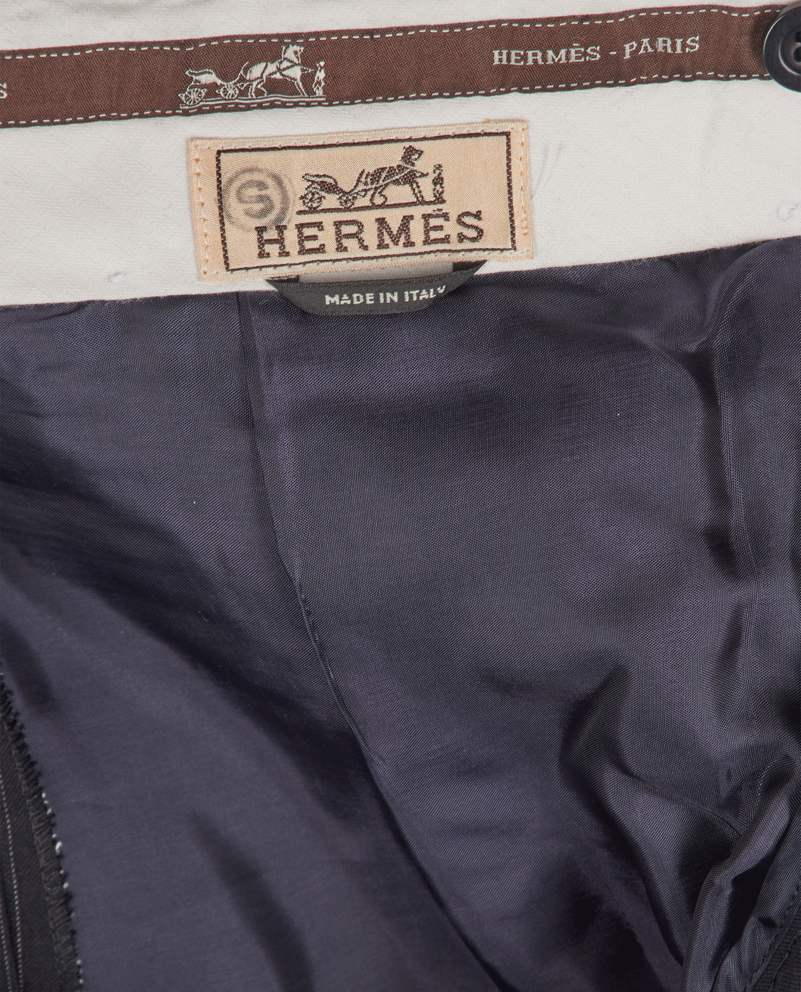 Hermes Striped Trousers, &pound;175, Clothing, Navy, Cotton/Polyester (Polymer), Other view