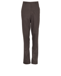 Hermes Striped Trousers, Mens, Wool/Cashmere, Brown, Sz 2XL, 3*