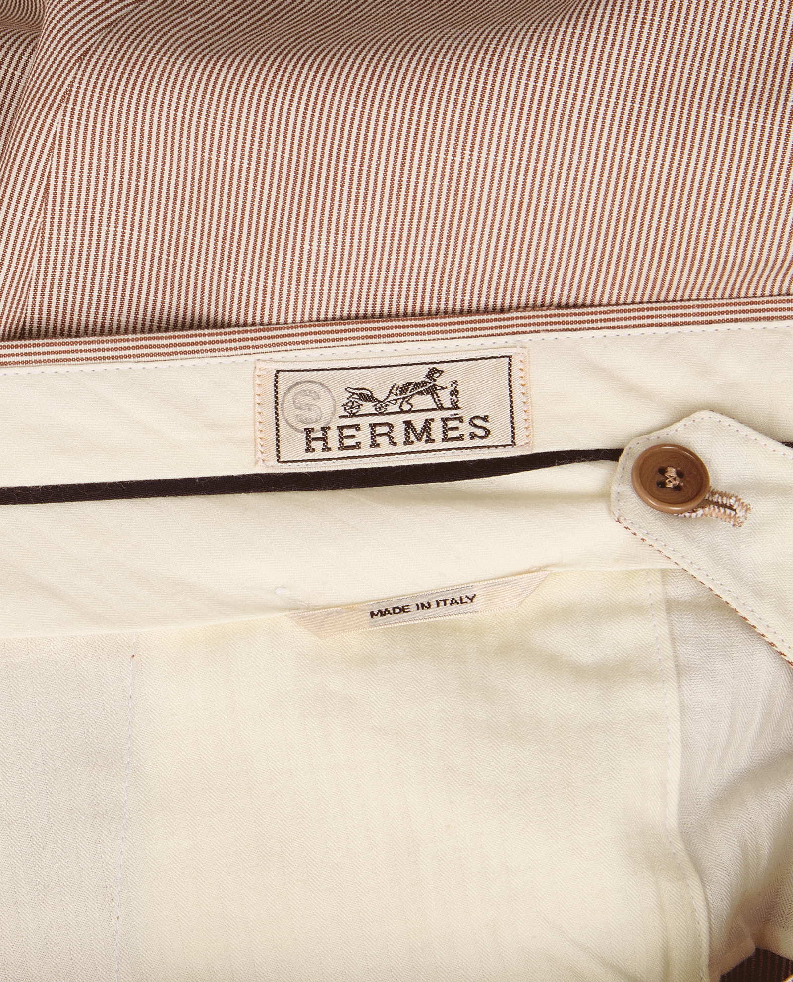 Hermes Striped Trousers, &pound;190, Clothing, Brown, Cotton/Lace (Cotton), Other view