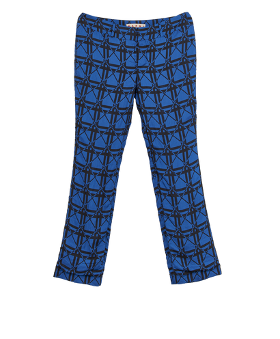 Marni Check Print Trousers, &pound;90, Clothing, Black/Blue, Viscose, Front view