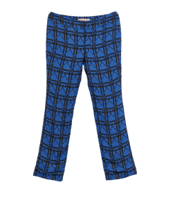 Marni Check Print Trousers, Viscose, Black/Blue, UK14, 2*