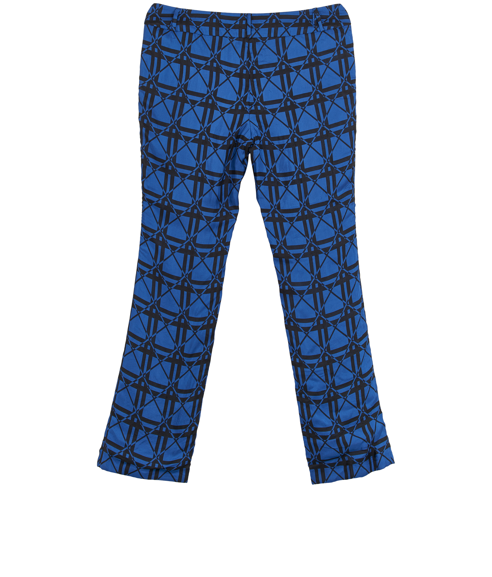 Marni Check Print Trousers, &pound;90, Clothing, Black/Blue, Viscose, Back view