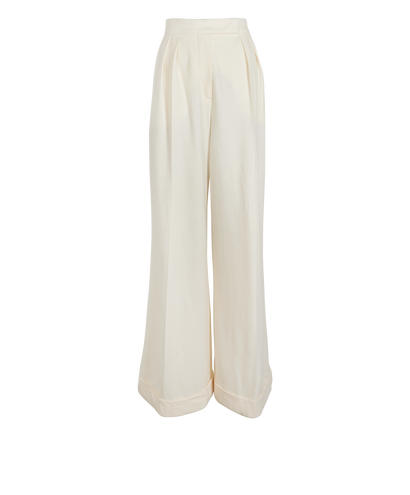 Max Mara Wide Leg Trousers, &pound;250, Clothing, Cream, Wool, Front view