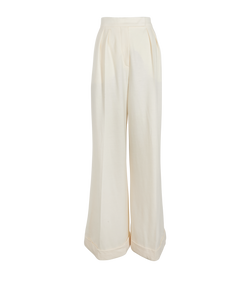 Max Mara Wide Leg Trousers, Wool, Ivory, UK10, 2*