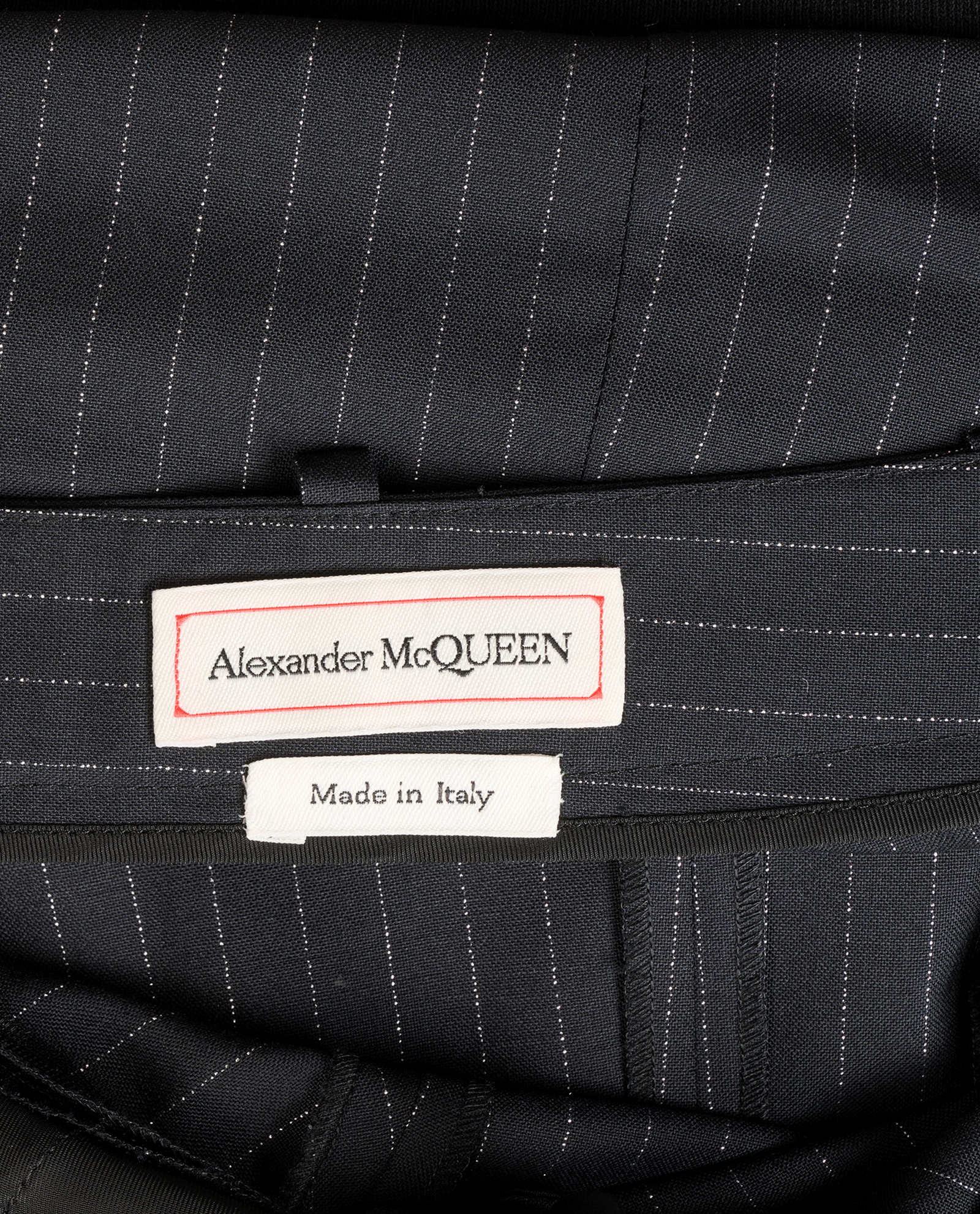 Alexander McQueen Metallic Pinstripe Flared Trousers, &pound;195, Clothing, Black, Wool, Other view