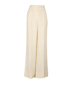 Off-White Jacquard Straight Leg Trousers, Acetate/Poly, Cream, UK 12, 3*