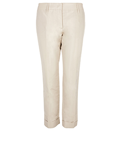 Prada Cropped Sheen Trousers, Polyester/Silk, Beige, UK 12