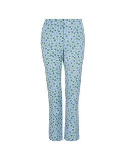 Prada Floral Trousers, Wool,Blue/Green, UK 10