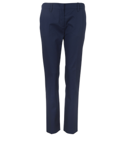 Prada Embellished Zipped Trousers, Cotton, Blue, UK8, 3*