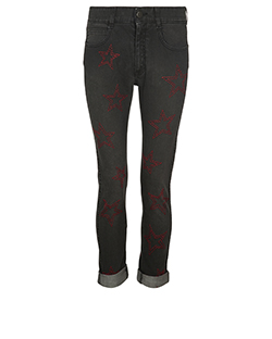 Stella McCartney Black Embroidered Jeans, Cotton, Black/Red, 6, 3*