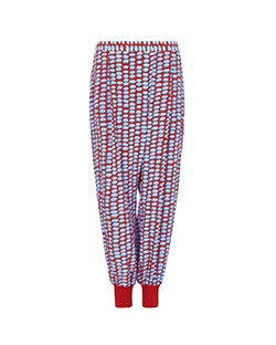 Stella McCartney Print Trousers, Silk, Red/Blue, UK 8