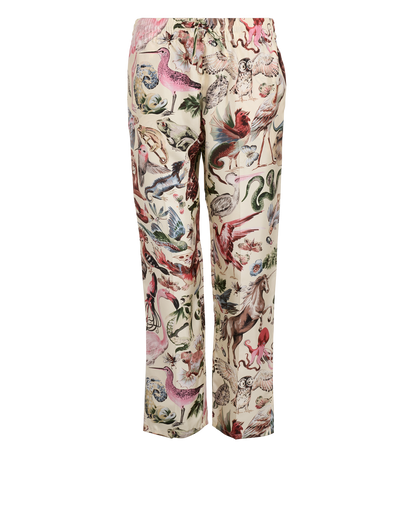 Valentino Roman Safari Print Trouser, &pound;150, Clothing, Cream, Silk, Front view
