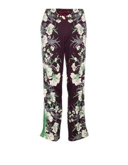 Valentino Floral Print Track Bottoms,Mens,Polyester,Green/Burgundy,Sz M,3*