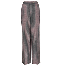 Valentino Striped Wide Leg Trousers, Wool, Grey/Pink, 10, 2*