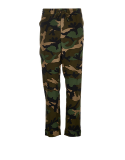 Valentino Camouflage Straight Leg Trousers, Mens, Silk, Green, Sz 2XL, 3*