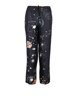 Valentino Celestial Print Trousers, Silk, Blue, Sz L, 3*