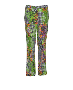 Versace Floral Print Trousers, Polyester, Green, UK 12, 2*