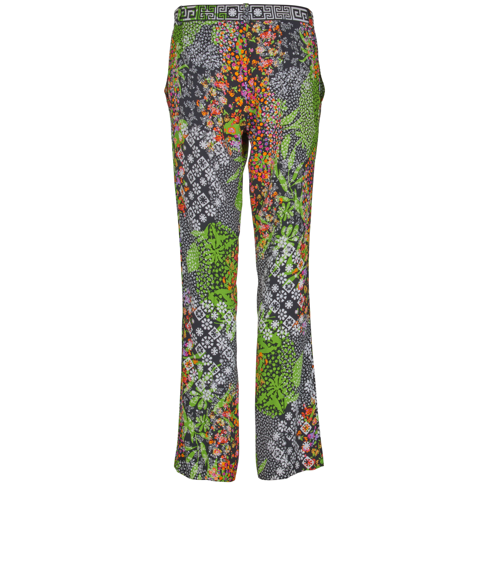 Versace Floral Print Trousers, &pound;190, Clothing, Green, Polyester, Back view