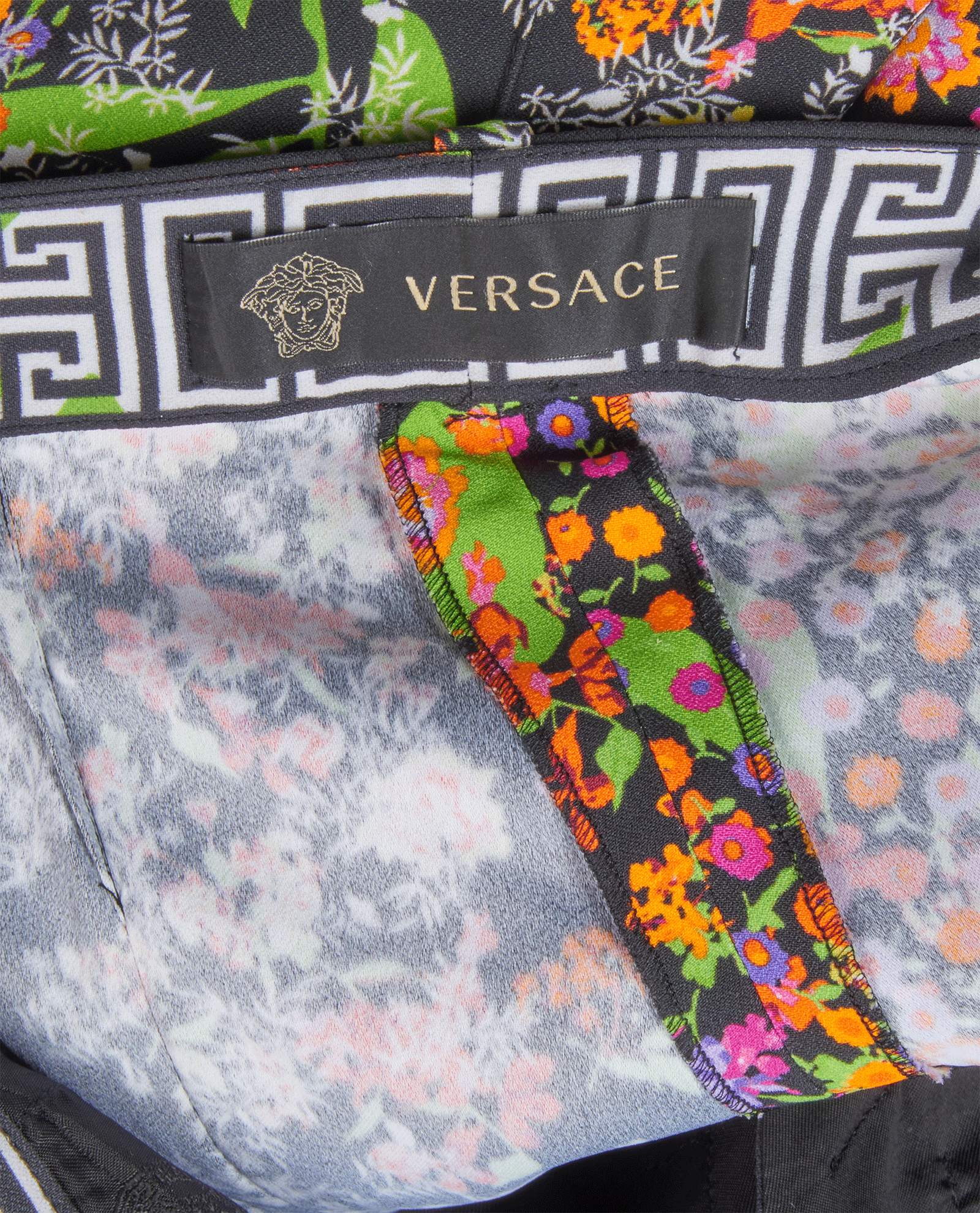 Versace Floral Print Trousers, &pound;190, Clothing, Green, Polyester, Other view