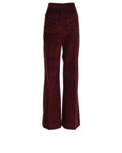 Victoria Beckham Corduroy Trousers, Cotton, Burgundy, UK6, 3*