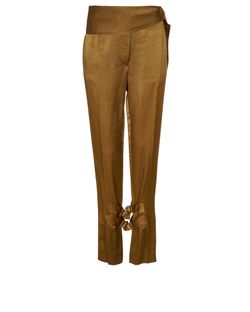 Victoria Beckham Belted Tapered Trousers, Viscose, Mustard, UK 12