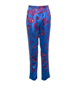 Saint Laurent Paisley Trousers, Mens, Silk, Blue, Sz L, 2*