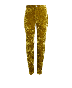 Saint Laurent Crushed Velvet Trousers, Viscose, Green, UK6, 3*