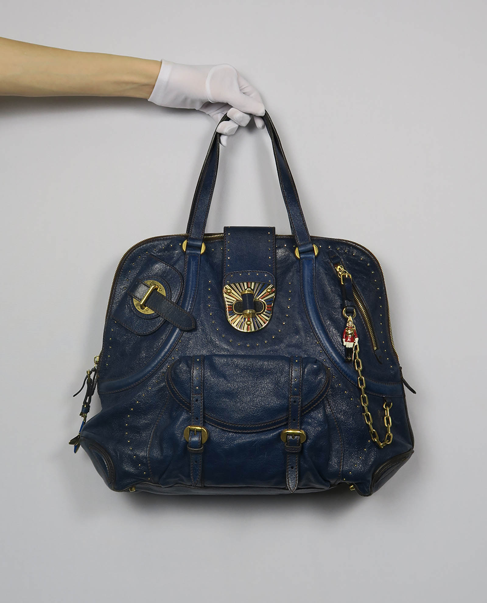 mcqueen blue flapper bag