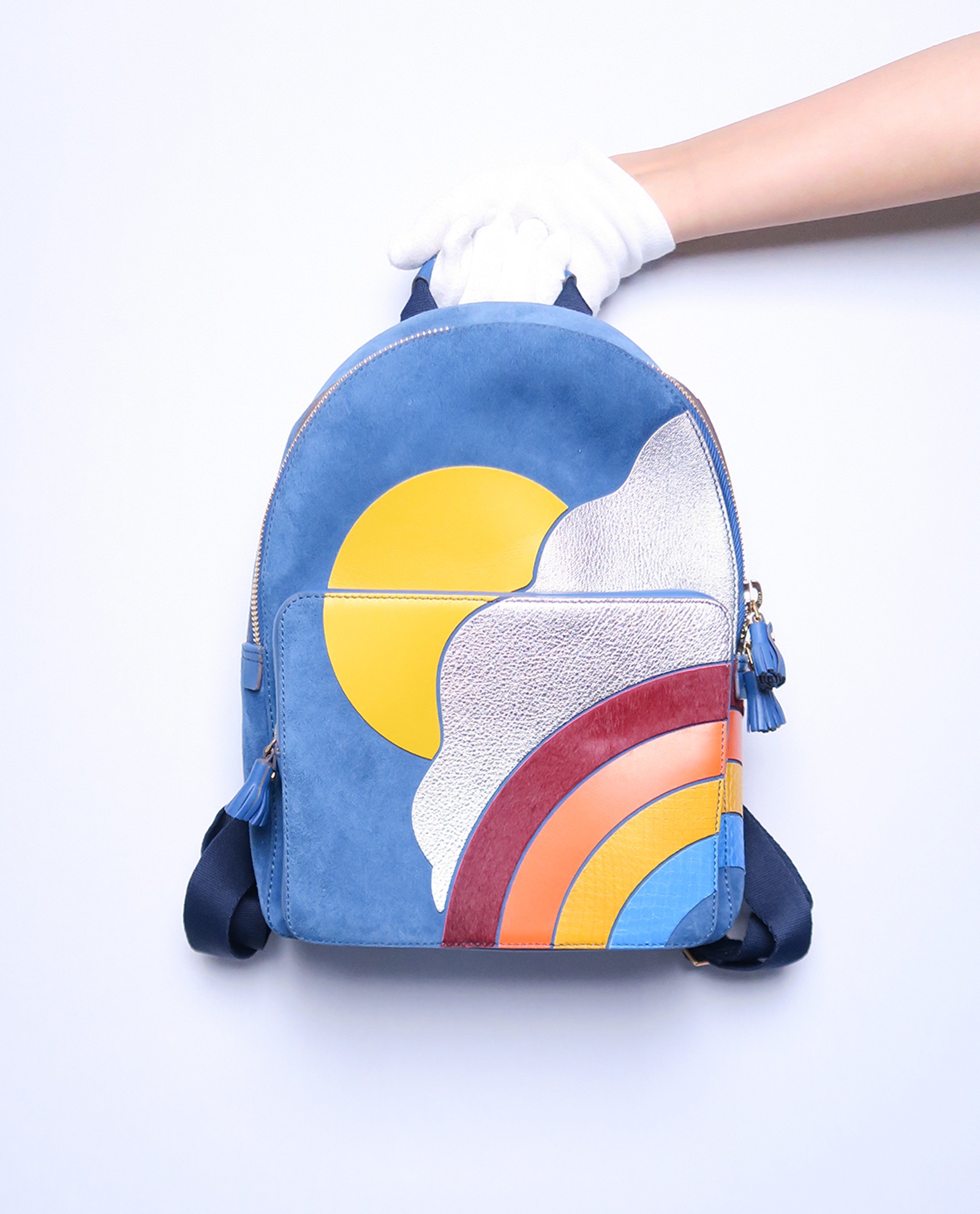 anya hindmarch mini backpack Hindmarch Bags Anya Hindmarch Rucksack Pre-loved Silver Cloud Mini Backpack  £175
