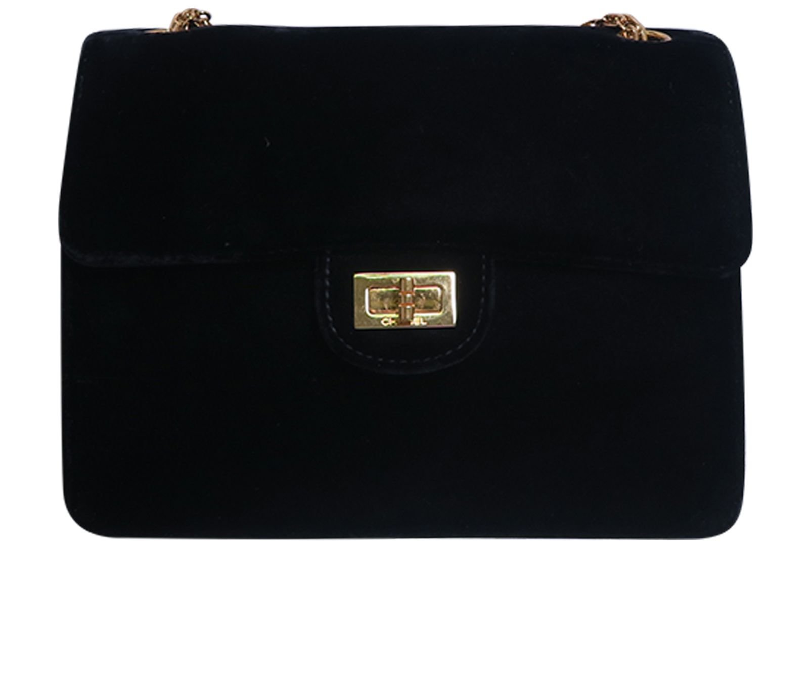 Velvet Mademoiselle Lock Flap Bag