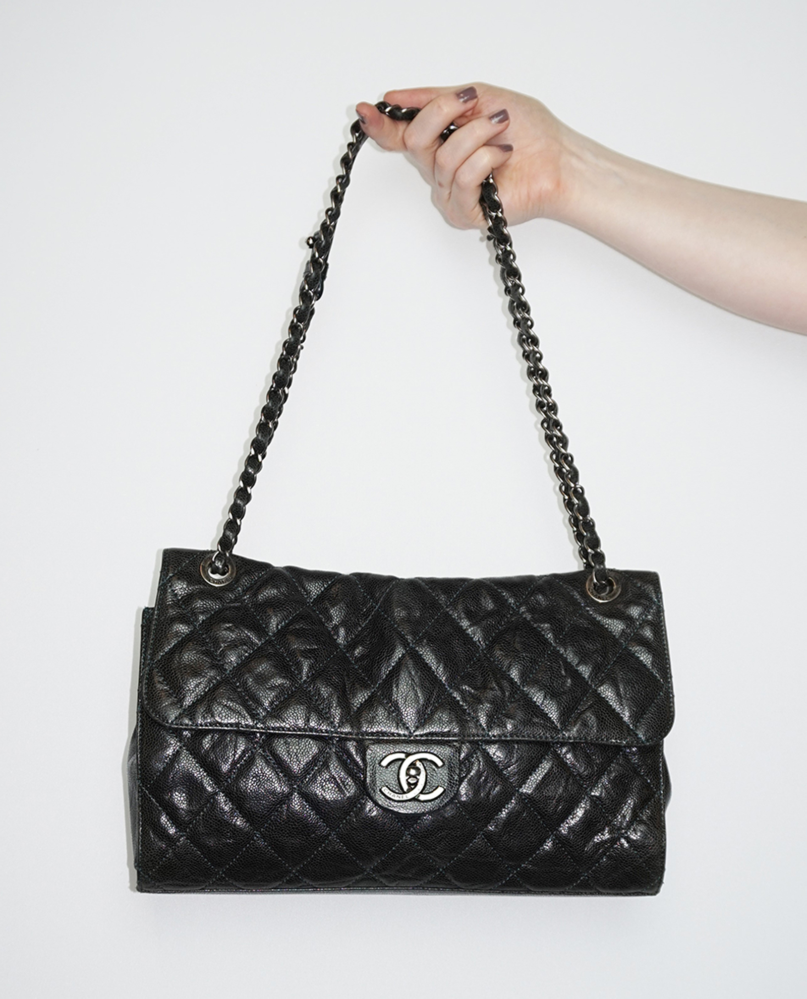Chanel Glazed Caviar Leather CC Crave Medium Flap Bag (SHF-3RMxUM