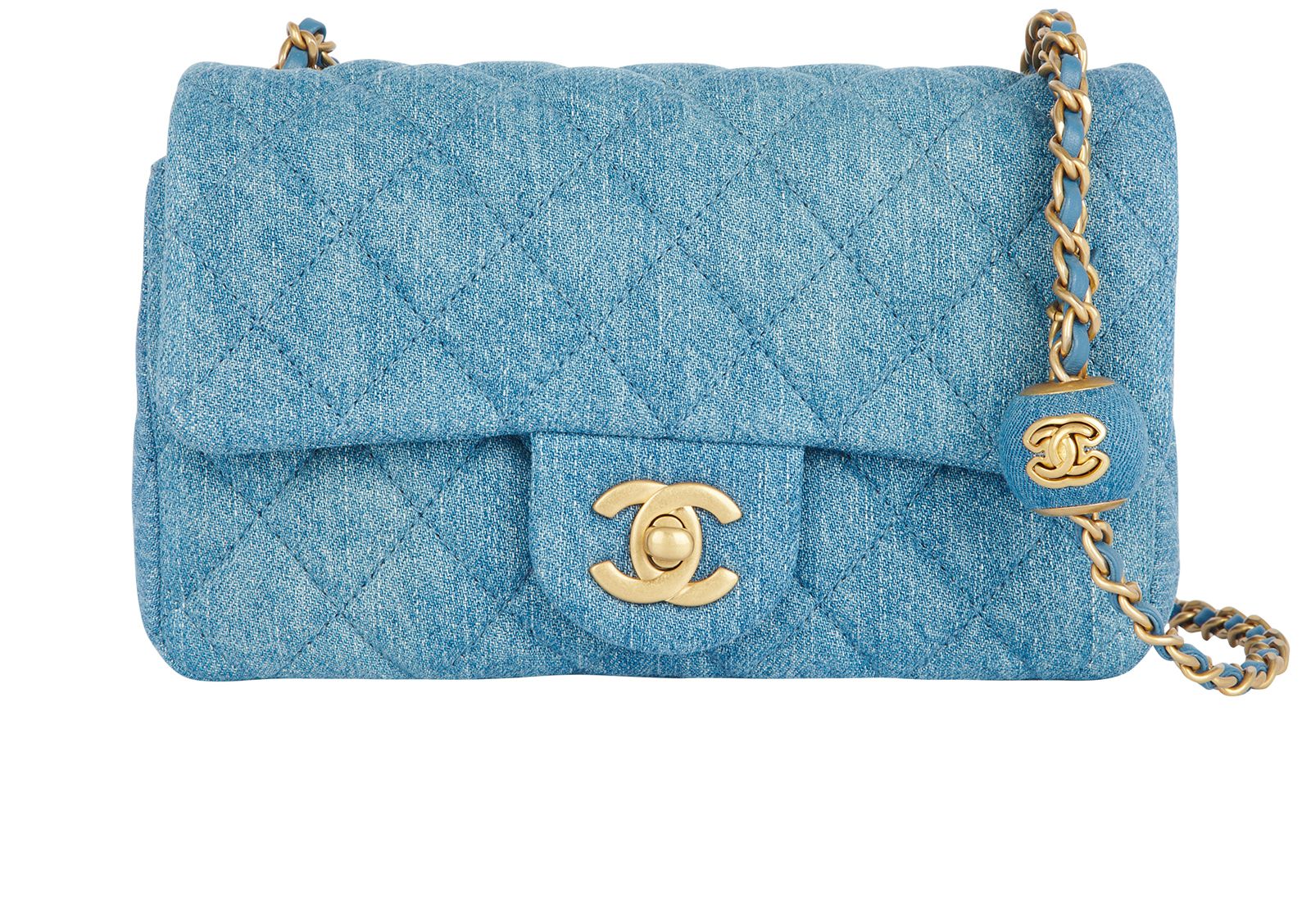 Chanel Pearl crush mini rectangular bag blue denim