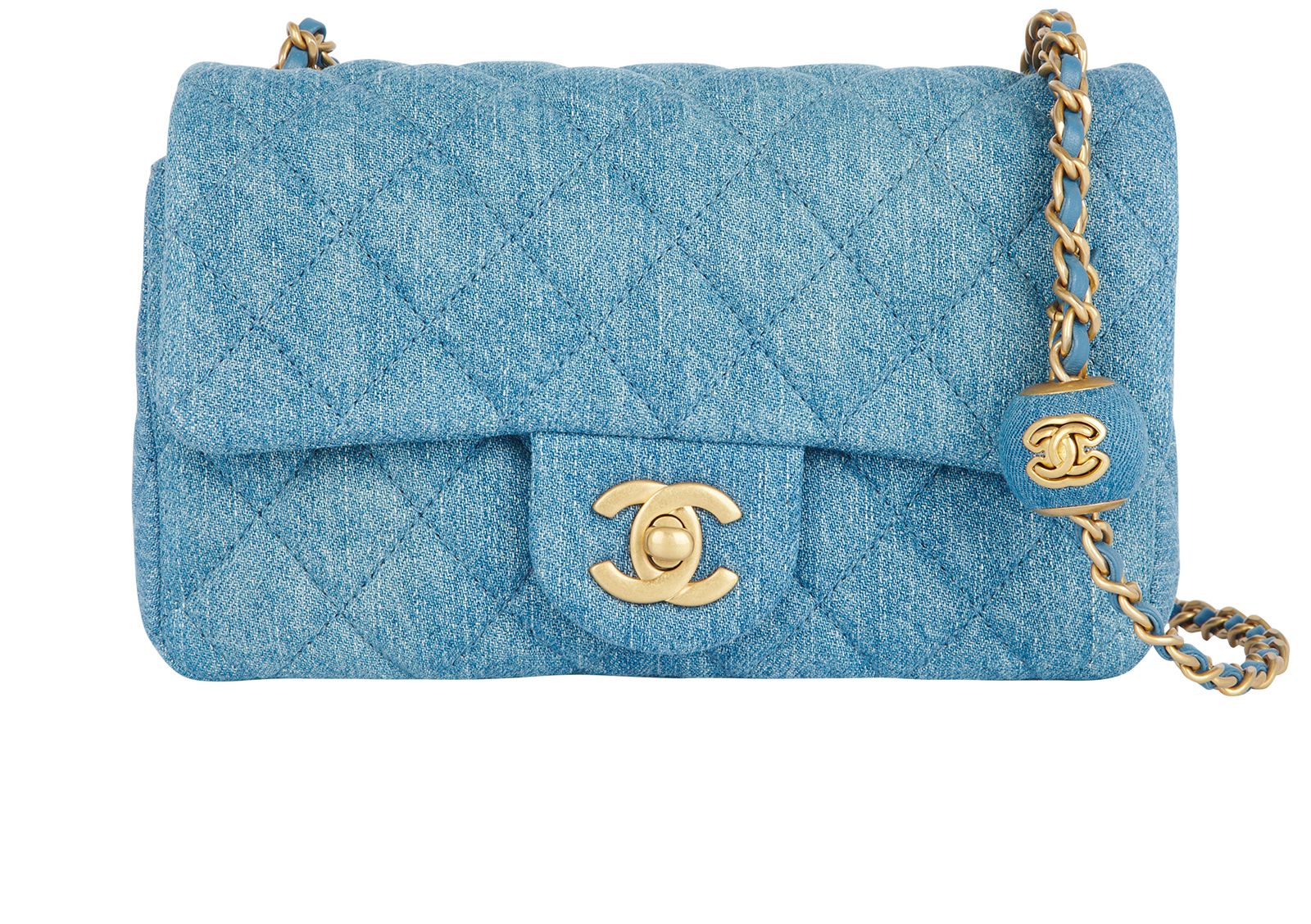 Denim Pearl Crush Mini Rectangular Flap