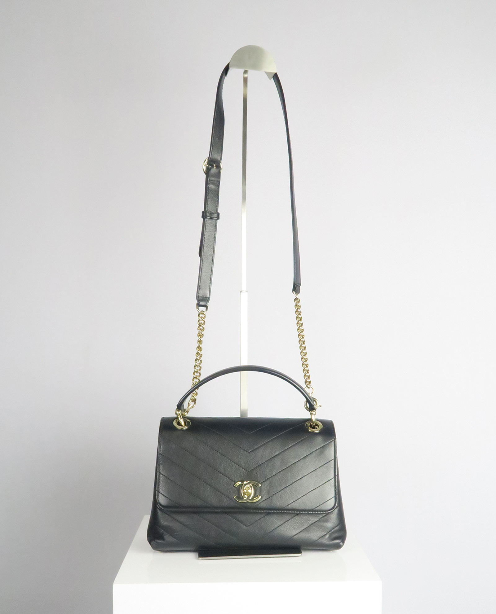 Coco Top Handle Stitched Chevron Bag, Chanel - Designer Exchange