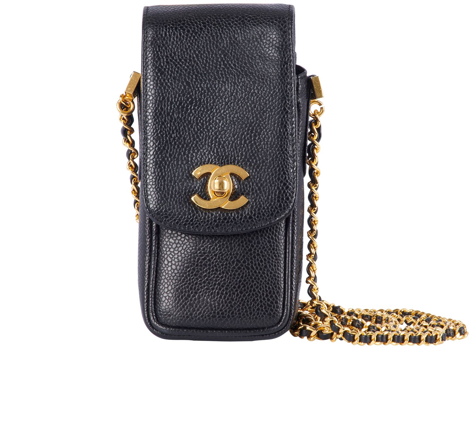 Chanel 2023 Small Shiny Calfskin Wavy CC Hobo - Black Mini Bags