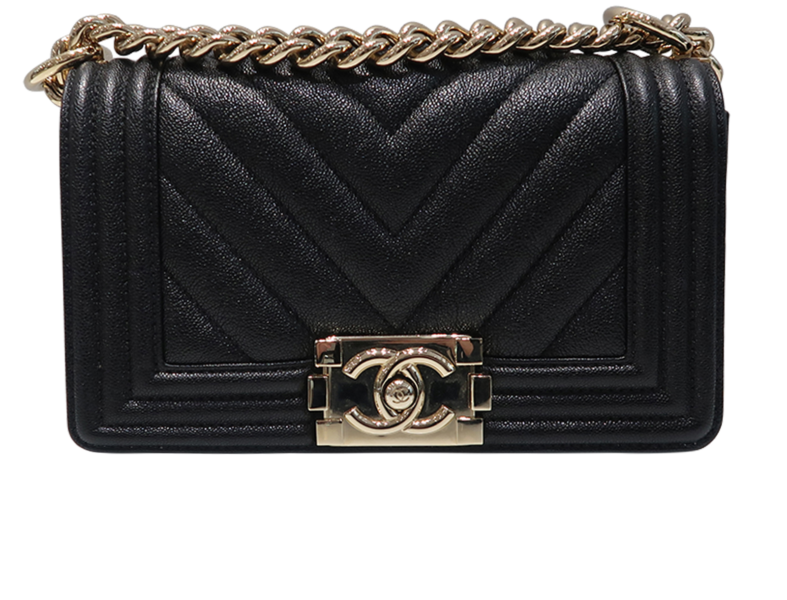 Designer Handbags Chanel Boy Bag Small Black And Gold Boy Bag