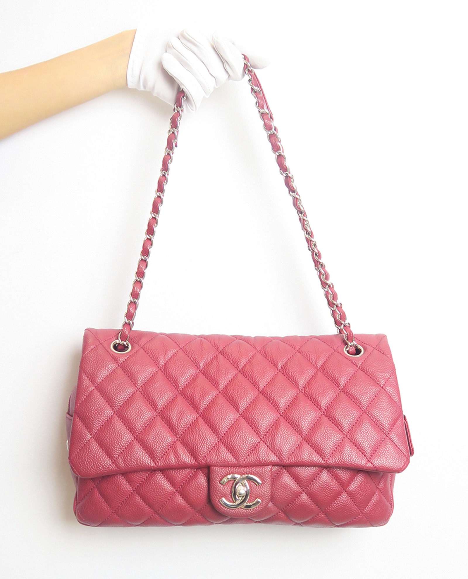 Mono - Luxury Handbag Accessories - Our Chanel Easy Flap Liner in Pale Pink  with Red Glitter Heart ❤️