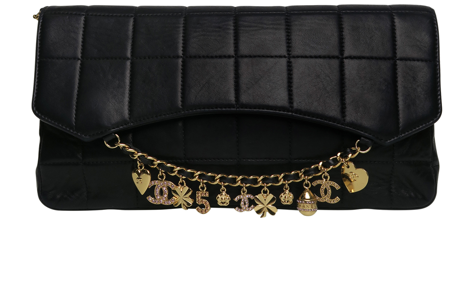 Chanel Beads Chocolate Bar Logo Charm Chain Shoulder Bag Clear