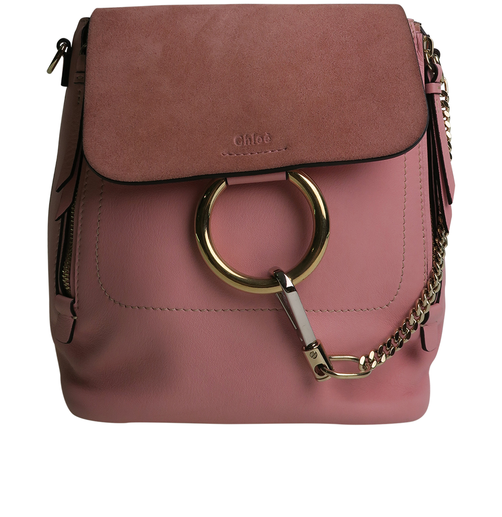 CHLOE Suede Calfskin Mini Faye Backpack Ideal Blush 1227905