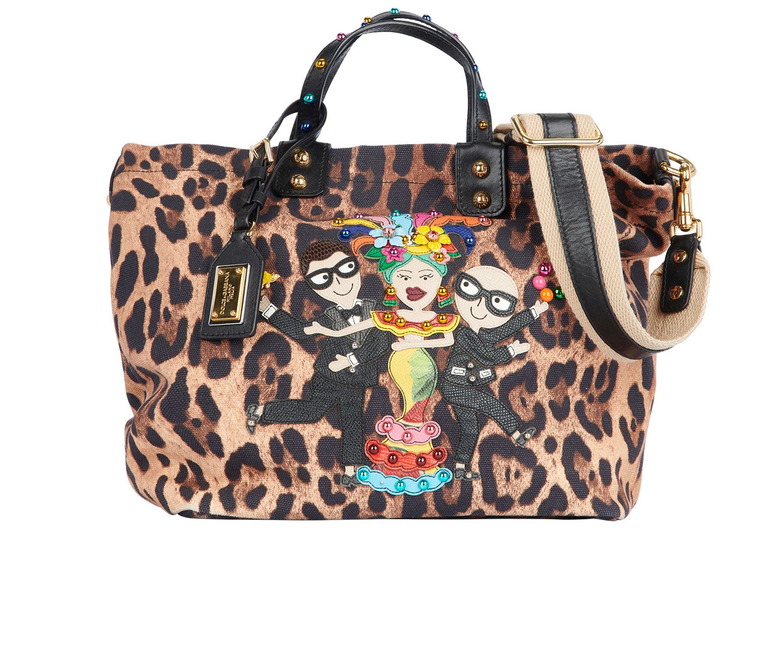 Pre-loved Leopard Print DGFamily Tote Bag - 350