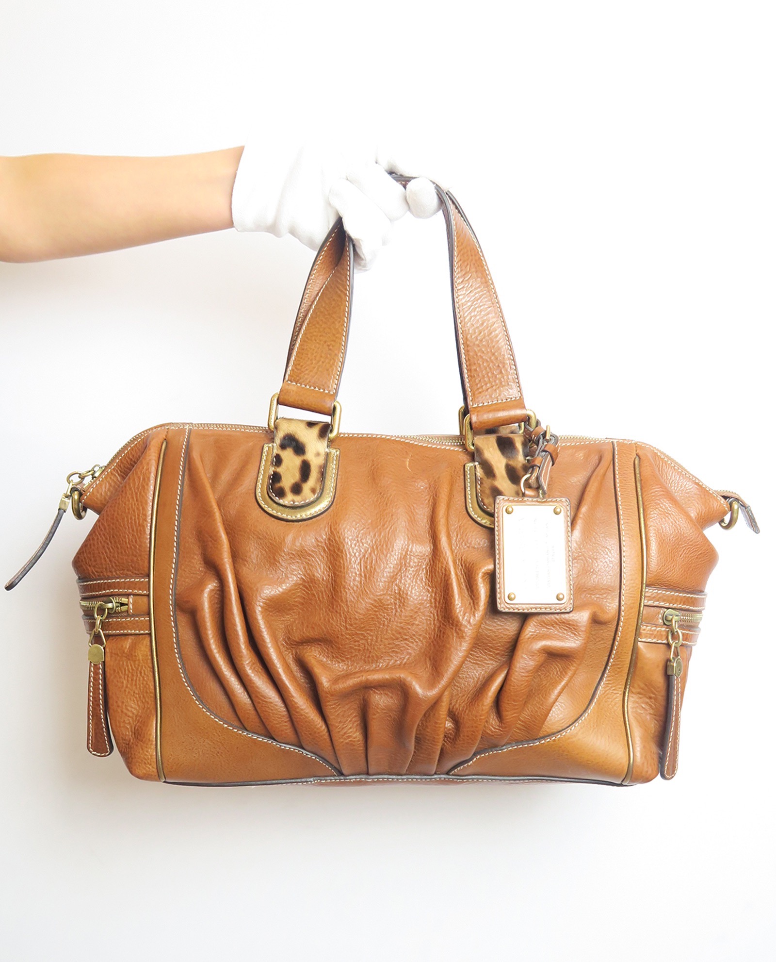 Dolce & Gabbana Leather Miss Exotic Gold and Brown Bag Dolce & Gabbana Miss Exotic Leather Bag - Brown Totes  main image 2