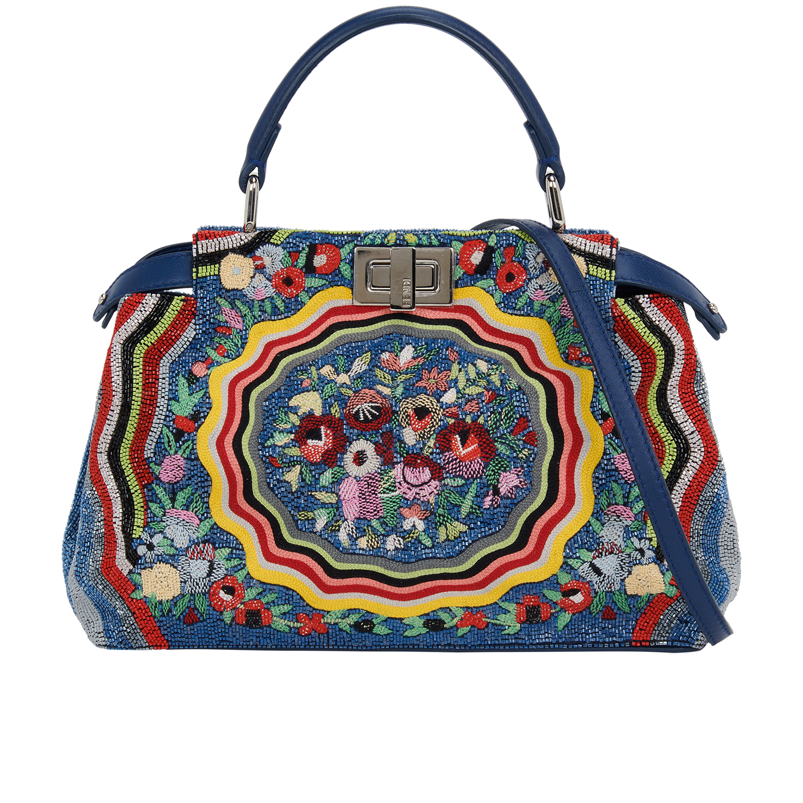Beaded Embroidered Flower Mini Peekaboo, Fendi Designer