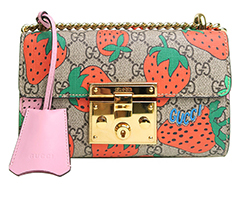 GORGEOUS 🌸Auth GUCCI GG Supreme Strawberry Small Padlock Shoulder Bag 🌺