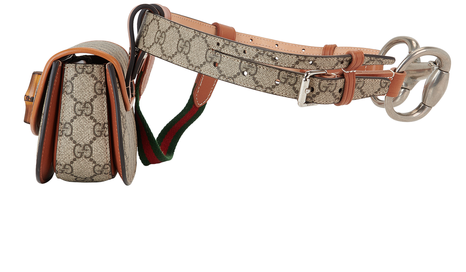 VINTAGE GUCCI GG SUPREME BELT WITH BAMBOO, MEDIUM Pre-loved GG Supreme Bamboo Belt Bag - £650 main image 2