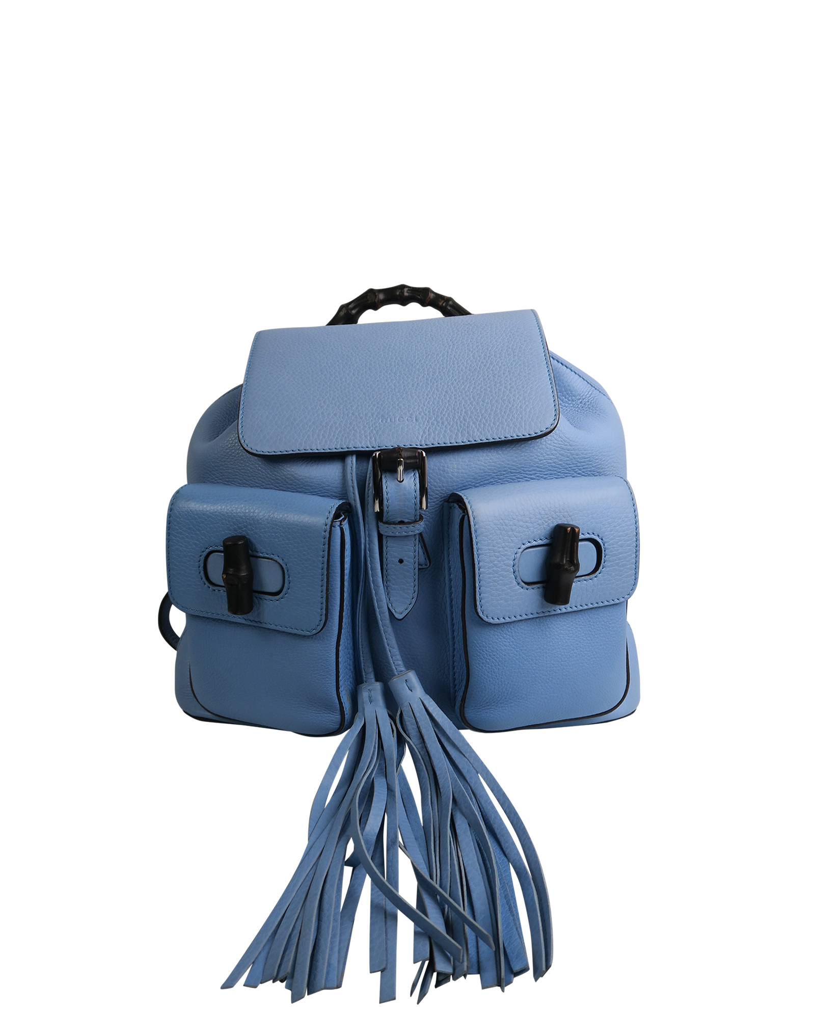 Gucci Light Blue Leather Backpack with Tassels Gucci Bamboo Backpack: Real vs. Fake Comparison – Bagaholic main image 3