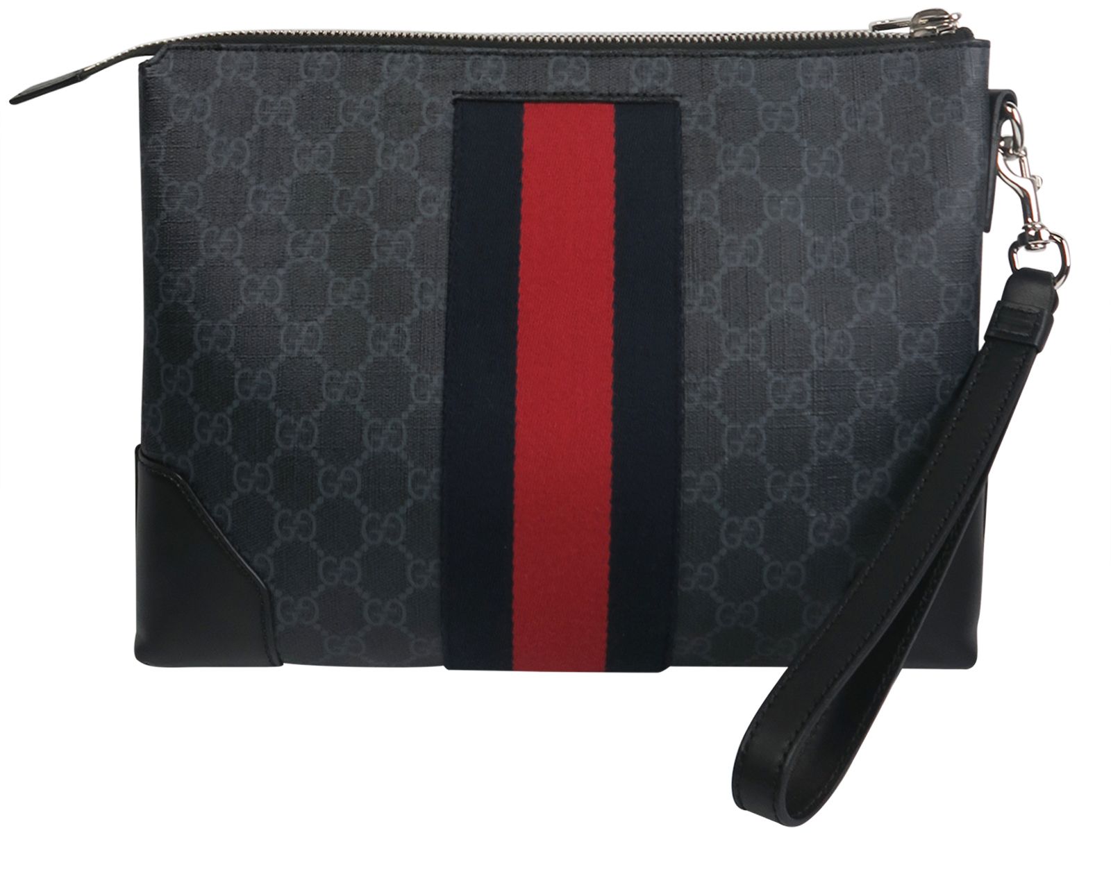 Gucci Black GG Branded Leather Messenger Bag for Men