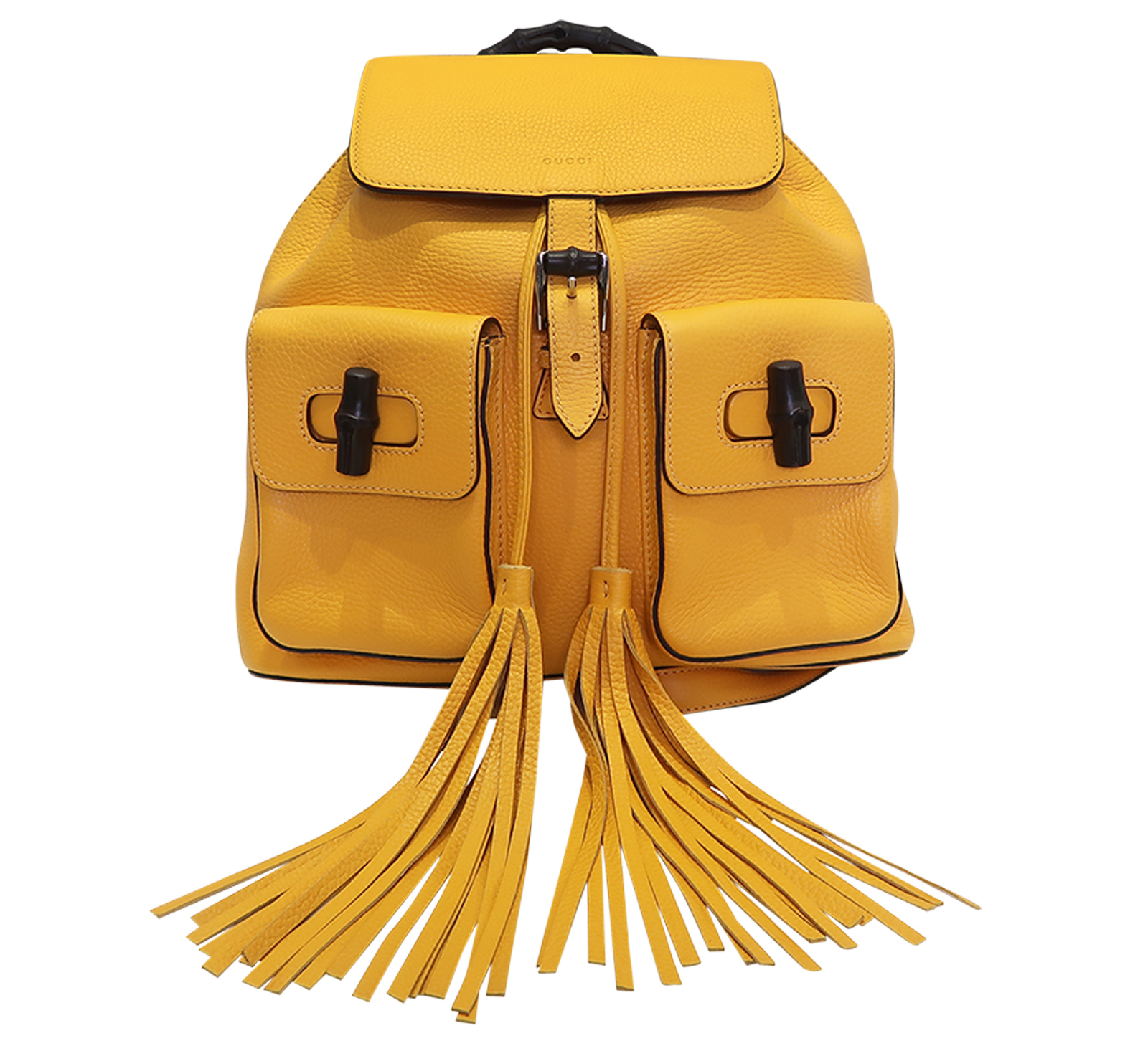 Pre-Loved Gucci Leather Bamboo Tassel Backpack Gucci Bamboo Pebbled Leather Backpack Bag Black main image 2