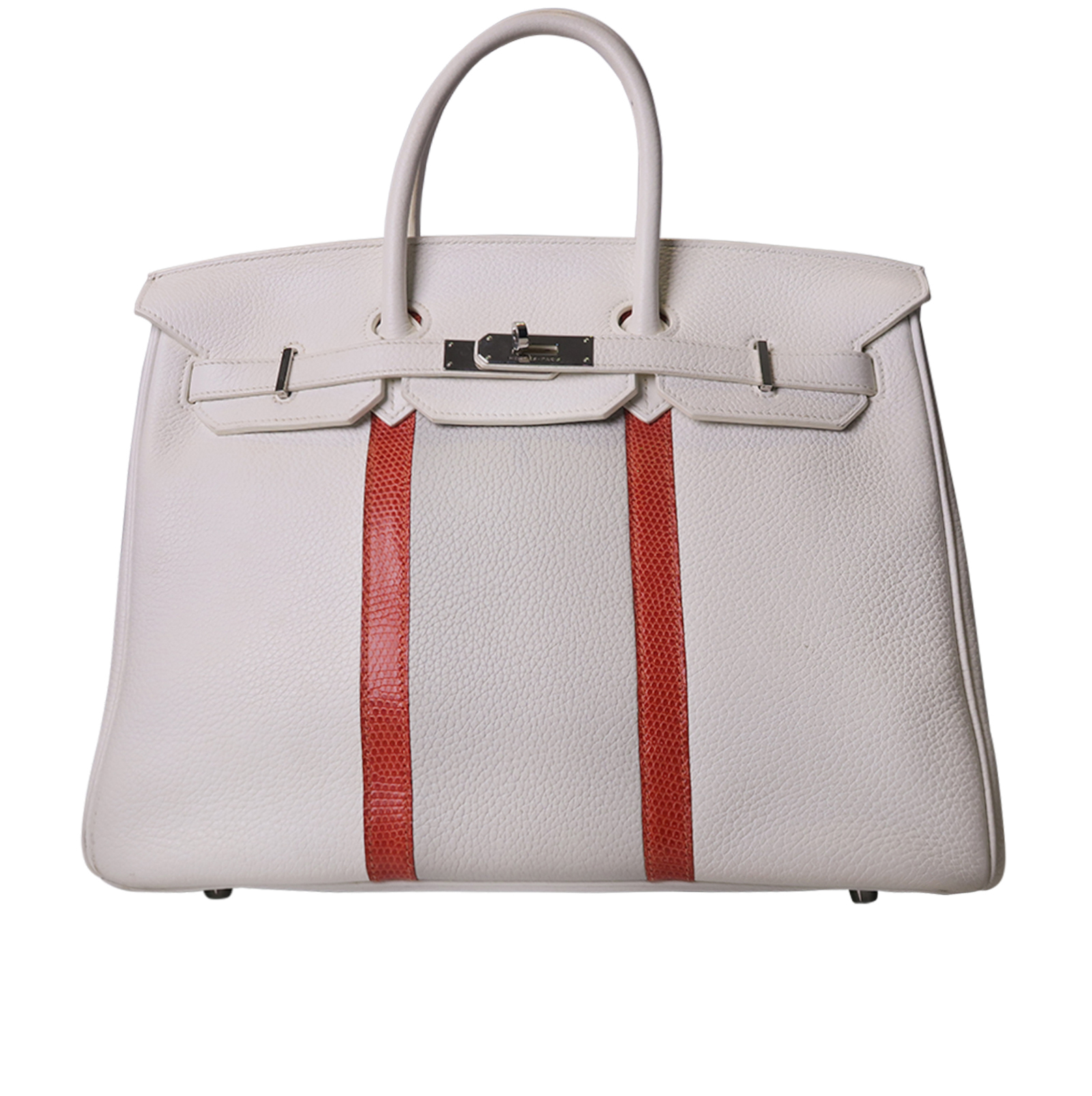 Hermes Club Birkin 35 White/gris Perle/sanguine Bag Auction