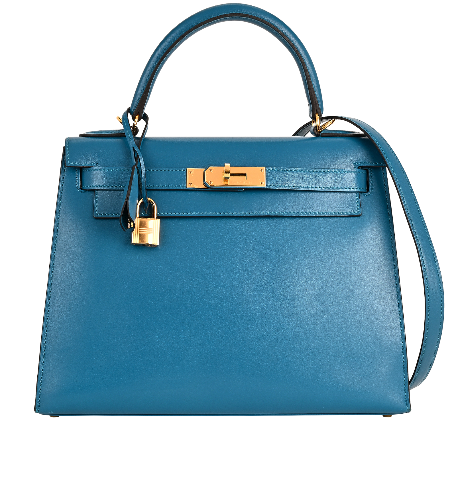 Kelly 28 In Tadelakt Leather Bleu Izmir, Hermès Designer