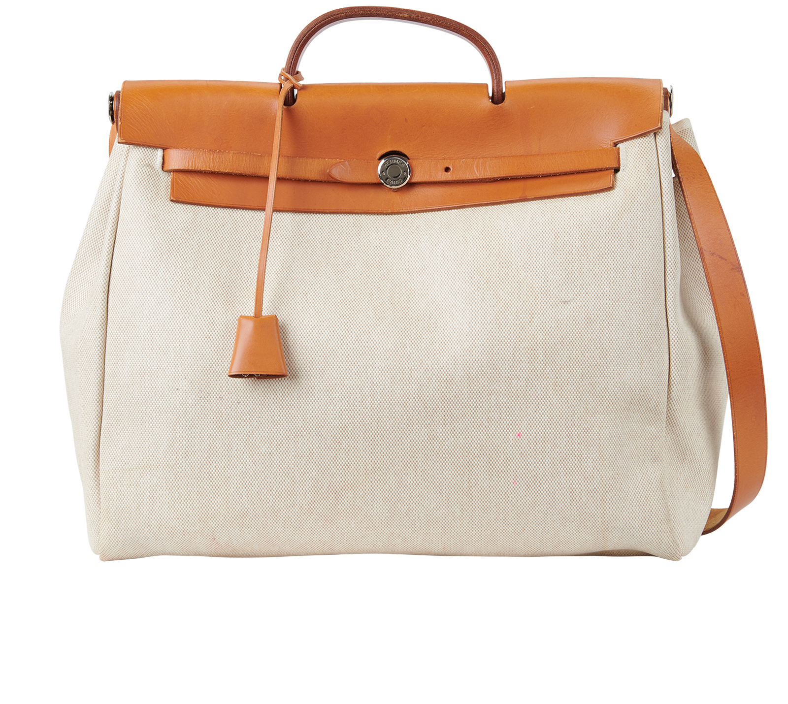 Herbag GM In Vache Hunter Toile Ecru Beige, Hermès Designer